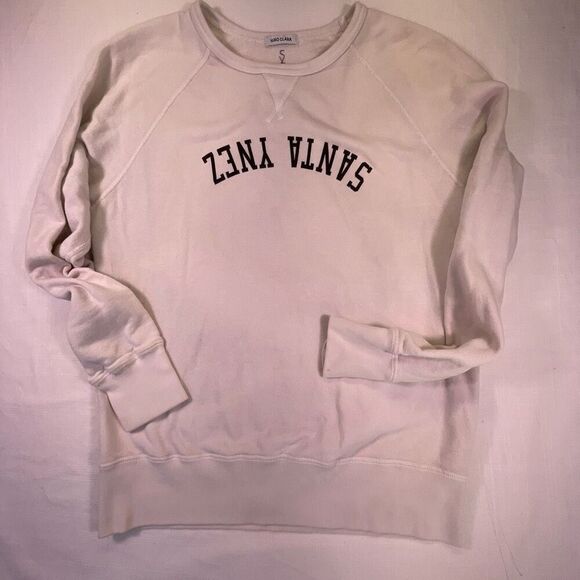 Hiro Clark White Long Sleeve Santa Ynez Crewneck Pullover Sweatshirt Size Small - Picture 1 of 11